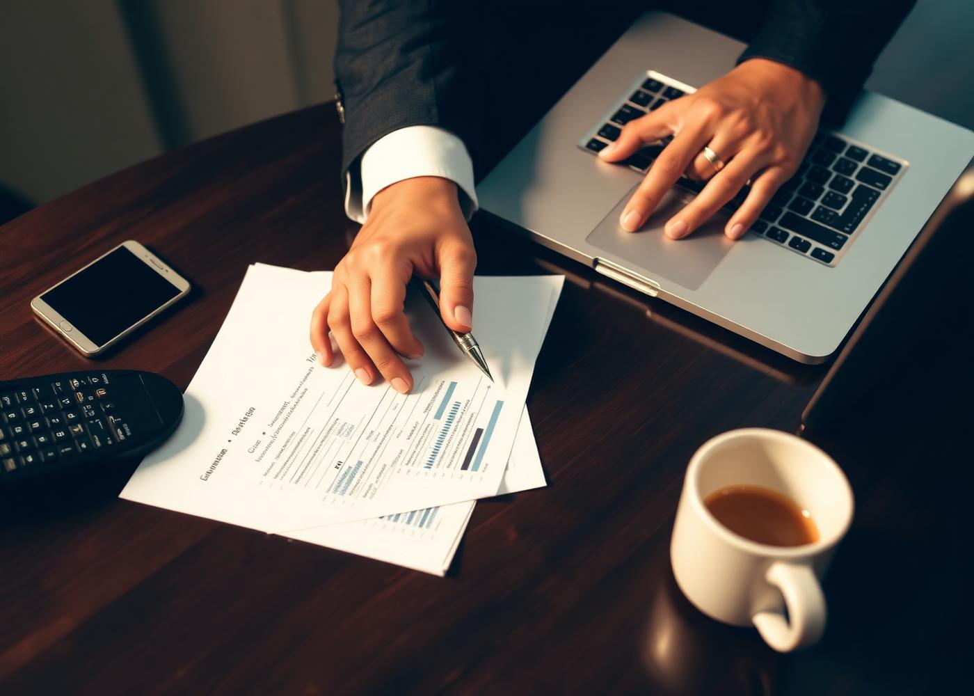 Accountant reviewing financial reports